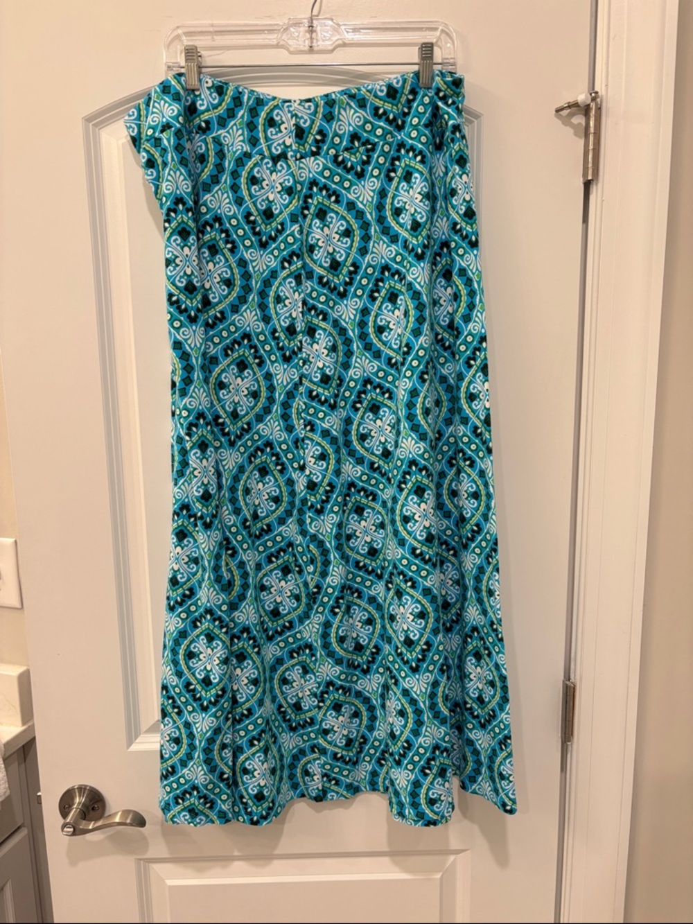 Talbots Teal and Blue Printed Maxi Skirt